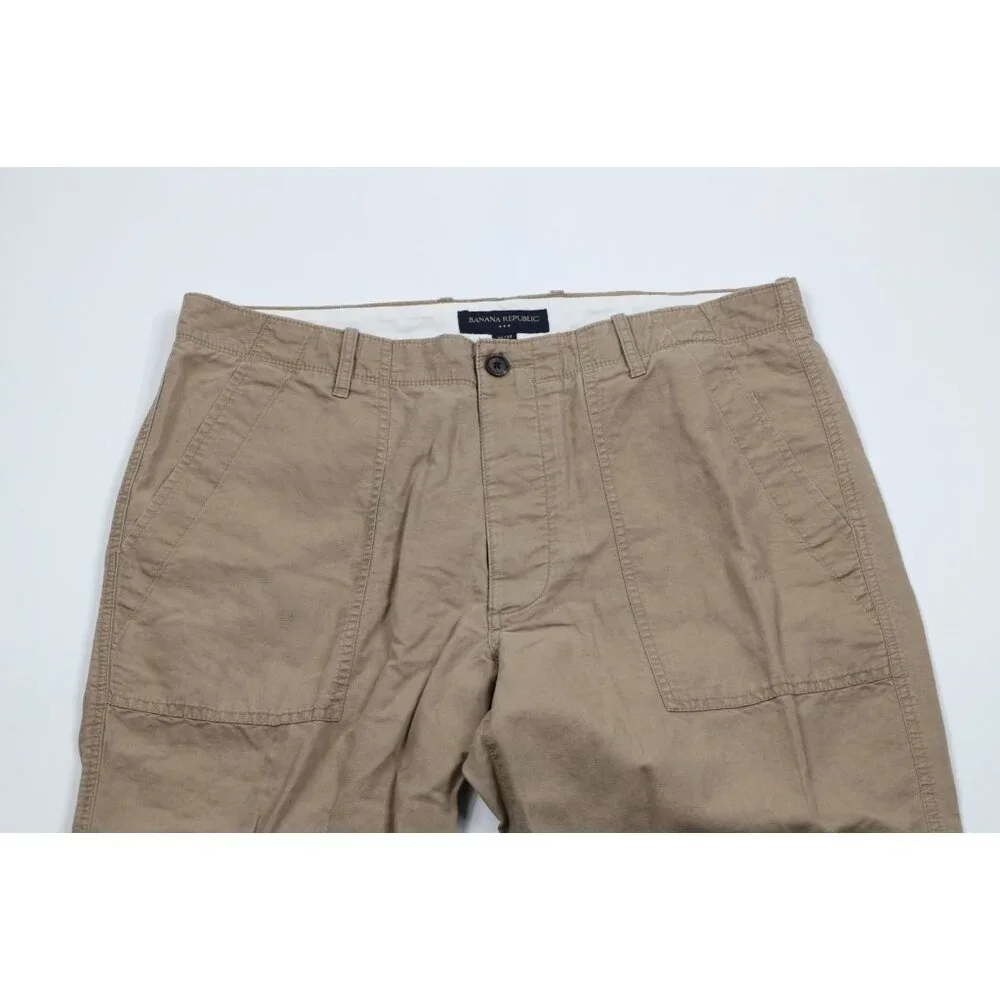 Vintage Banana Republic Mens 36x34 Faded Linen Blend Wide Leg Harem Pants Beige